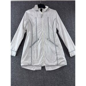 MPG Sport Mondetta Women White Gray Reflective Hooded Windbreaker Jacket